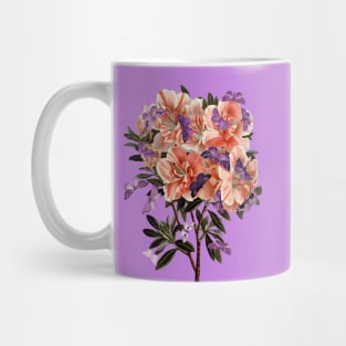 Pink azalea and purple butterflies Mug